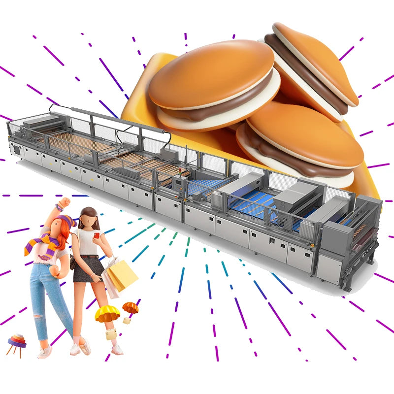 2000PCS/H Industrial Sandwich Cake Japanese Dorayaki Machine Pancake Production Line Factory Direct Sales