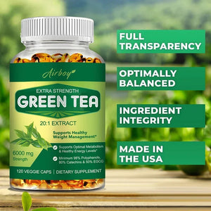 Green Tea Capsules - Promote Metabolism, Efficient Absorption, Healthy Weight Management, Suppress Appetite, Anti-oxidation Vega