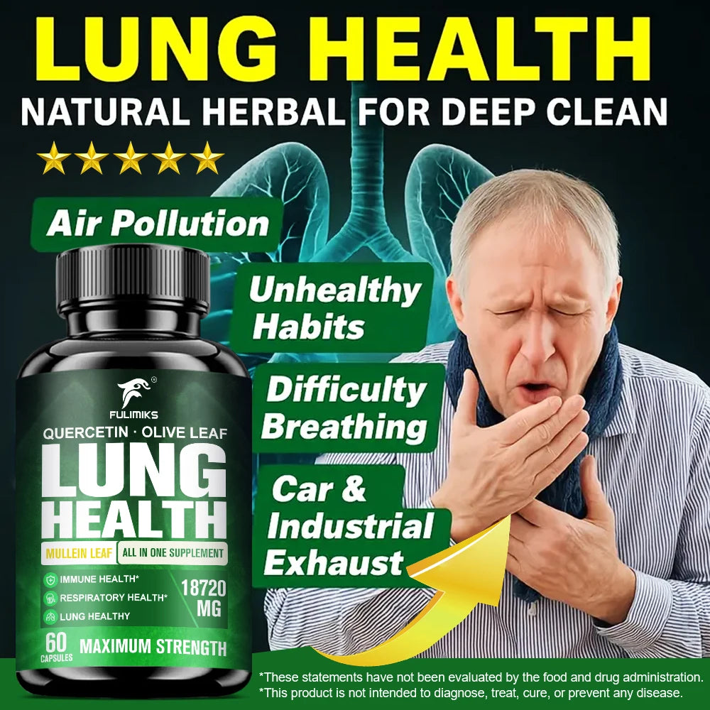 Lung Health Supplement, Respiratory Support, Immune Booster, Mucus Relief, for Lung Detox Cleanse, Aids Digestion