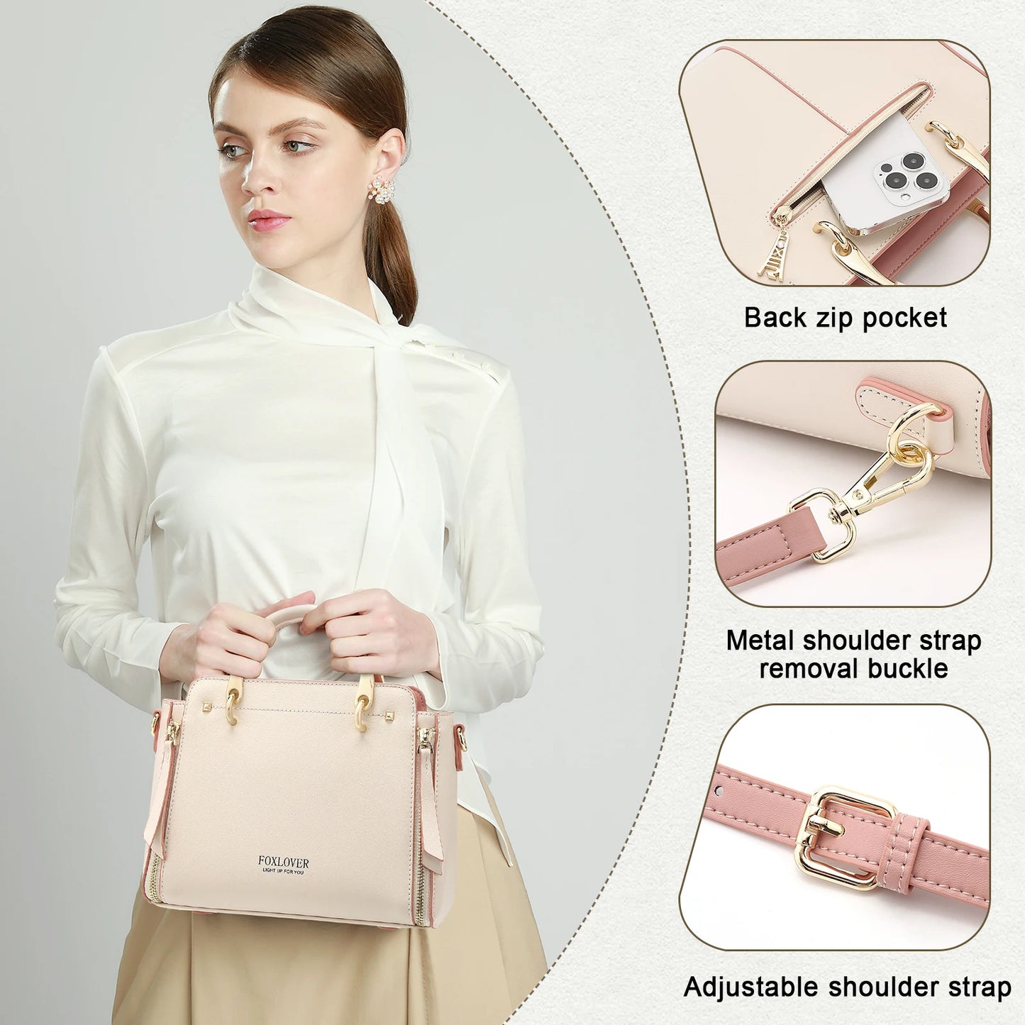 FOXER Split Leather Women's Shoulder Bag Elegant Handbag 2026 New Female Large Tote Bag Luxury Design Crossbody Purse
