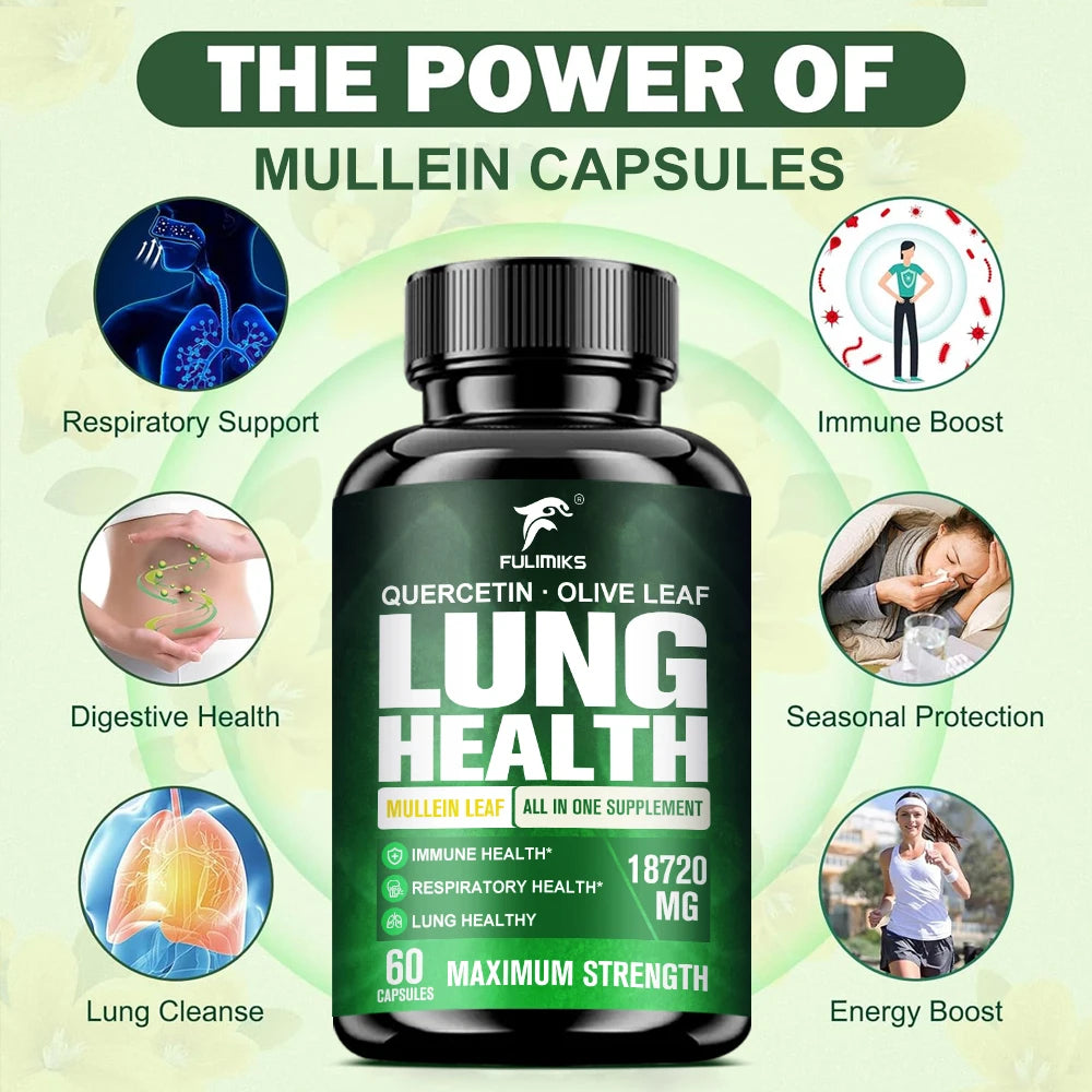 Lung Health Supplement, Respiratory Support, Immune Booster, Mucus Relief, for Lung Detox Cleanse, Aids Digestion