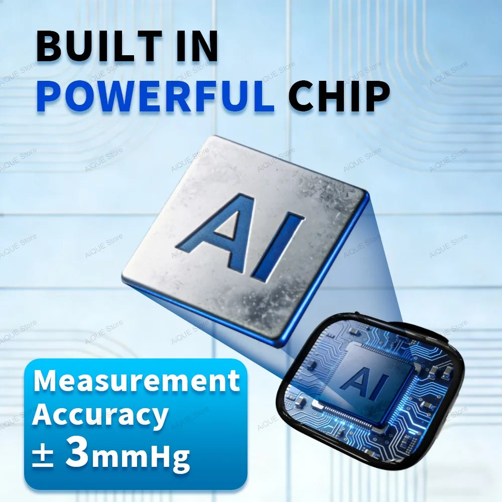 AiQUE 2026 NEW LED Rechargeable Wrist Blood Pressure Monitor Voice Broadcast Tonometer BP Monitor Pluse Heart Rate mmHg Kpa