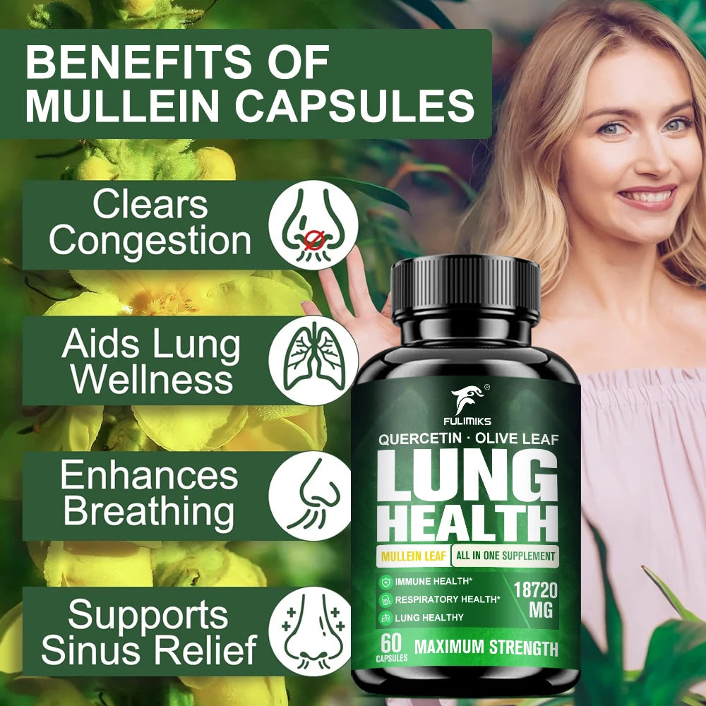 Lung Health Supplement, Respiratory Support, Immune Booster, Mucus Relief, for Lung Detox Cleanse, Aids Digestion