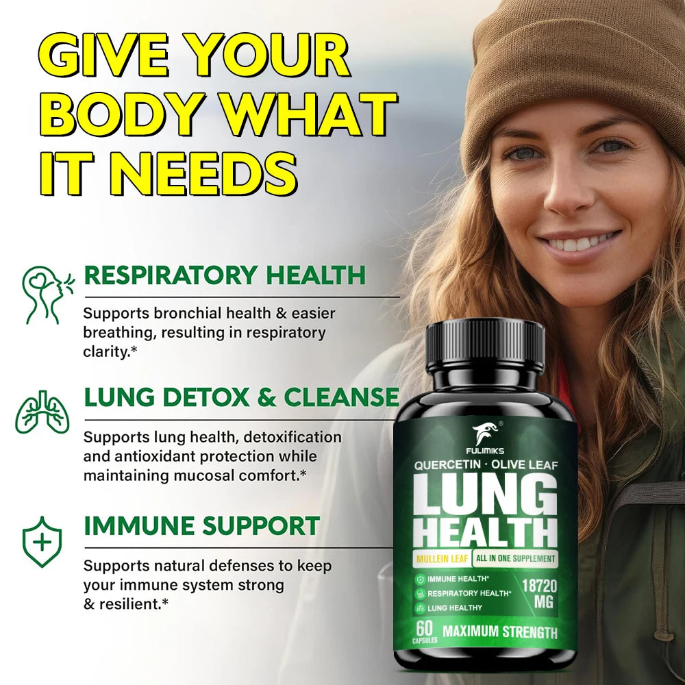 Lung Health Supplement, Respiratory Support, Immune Booster, Mucus Relief, for Lung Detox Cleanse, Aids Digestion