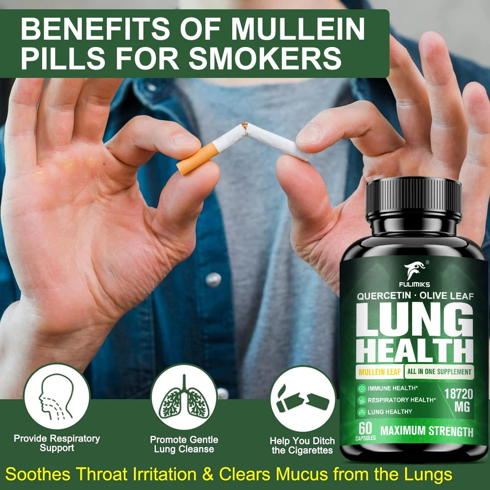 Lung Health Supplement, Respiratory Support, Immune Booster, Mucus Relief, for Lung Detox Cleanse, Aids Digestion